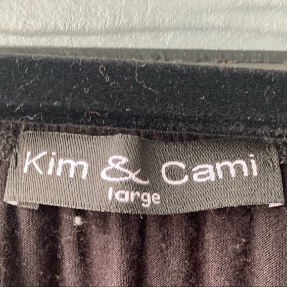 Kim & Cami Black Floral Sleeve Tie T-Shirt Blouse Size L - Picture 5 of 5